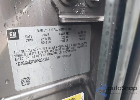 2010 Buick Lacrosse Cxl z USA, uszkodzony, nr VIN 1G4GC5EG1AF238264